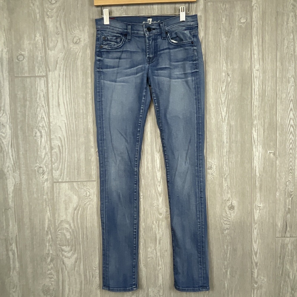 7 For‎ All Mankind Jeans Womens 24 lim Roxanne Blue Whiskered Indie Sustainable